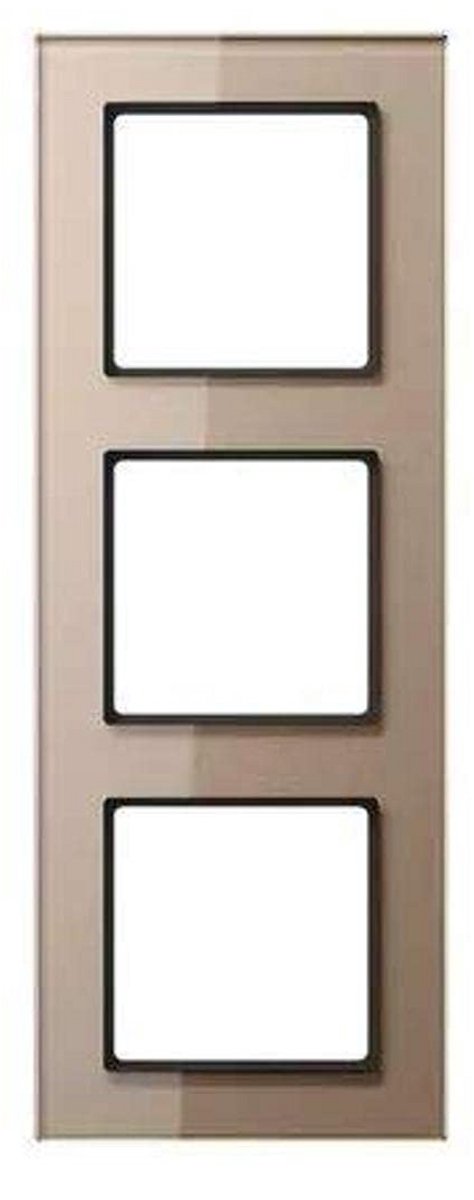 Glazen Schakelaar Frame - Decoratief Paneel - Horizontale Montage - Drievoudig Ontwerp - 84 x 226 mm - Champagne
