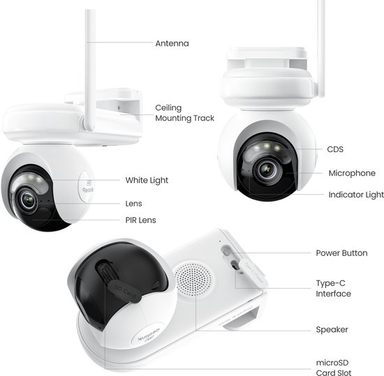 Reolink Altas PT Ultra - 4K Batterij Beveiligingscamera‘s Draadloos Buiten, 500 Dagen Batterijduur, ColorX Nachtzicht, 360° Pan Tilt Auto-tracking, Dual-Band Wi-Fi 6 Camera‘s voor Thuissbeveiliging van Merkloos — afbeelding 5
