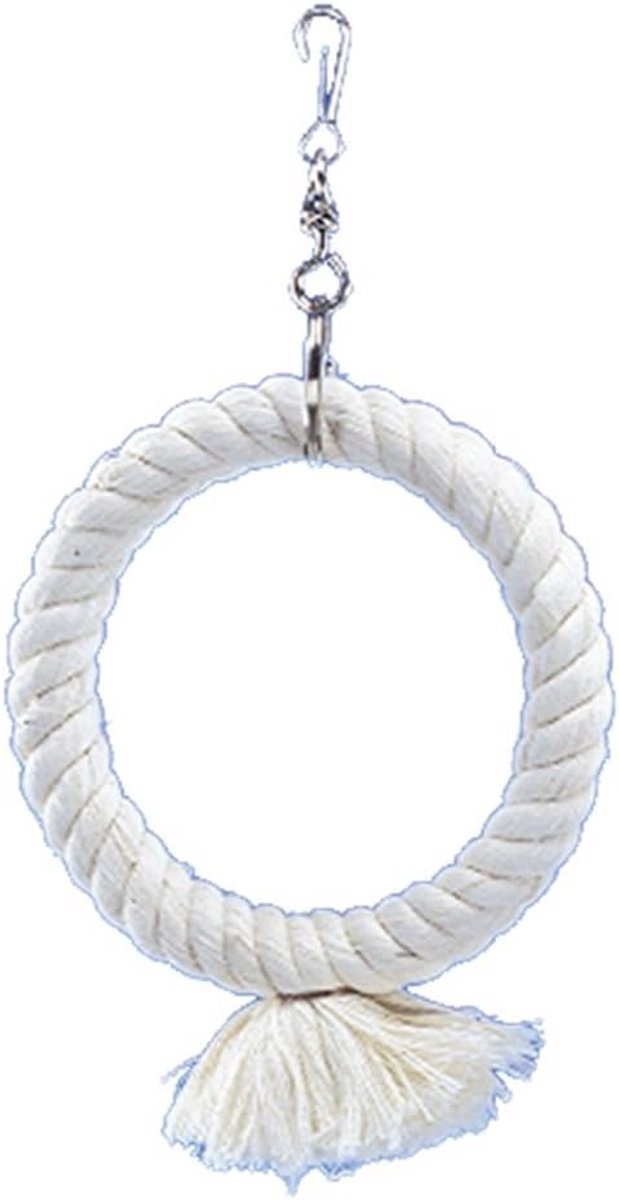 Vogel Touw Speelgoed - Katoen Ring - Vogel Verrijking - Natuurlijk Materiaal - 14 cm