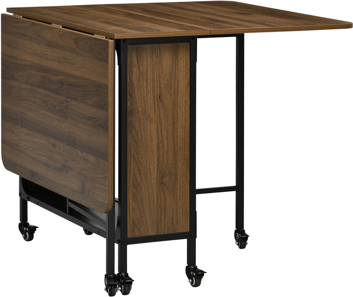 REDOM Klaptafel - Verrijdbaar Met Opbergrek - Ruimtebesparend - Hout - Bruin - 130 X 80 X 74 Cm Wit