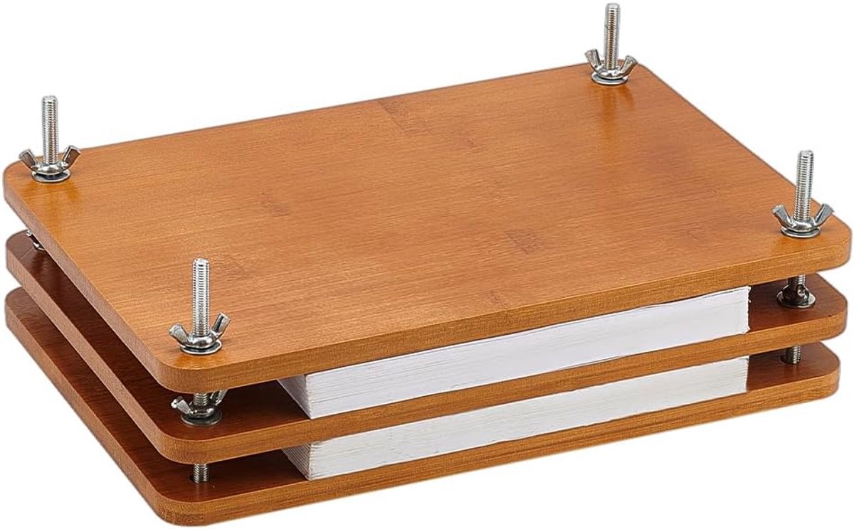 Houten Boekpersmachine 28,5 x 19,6 cm - Draagbaar Beukenhout met Metalen Schroeven