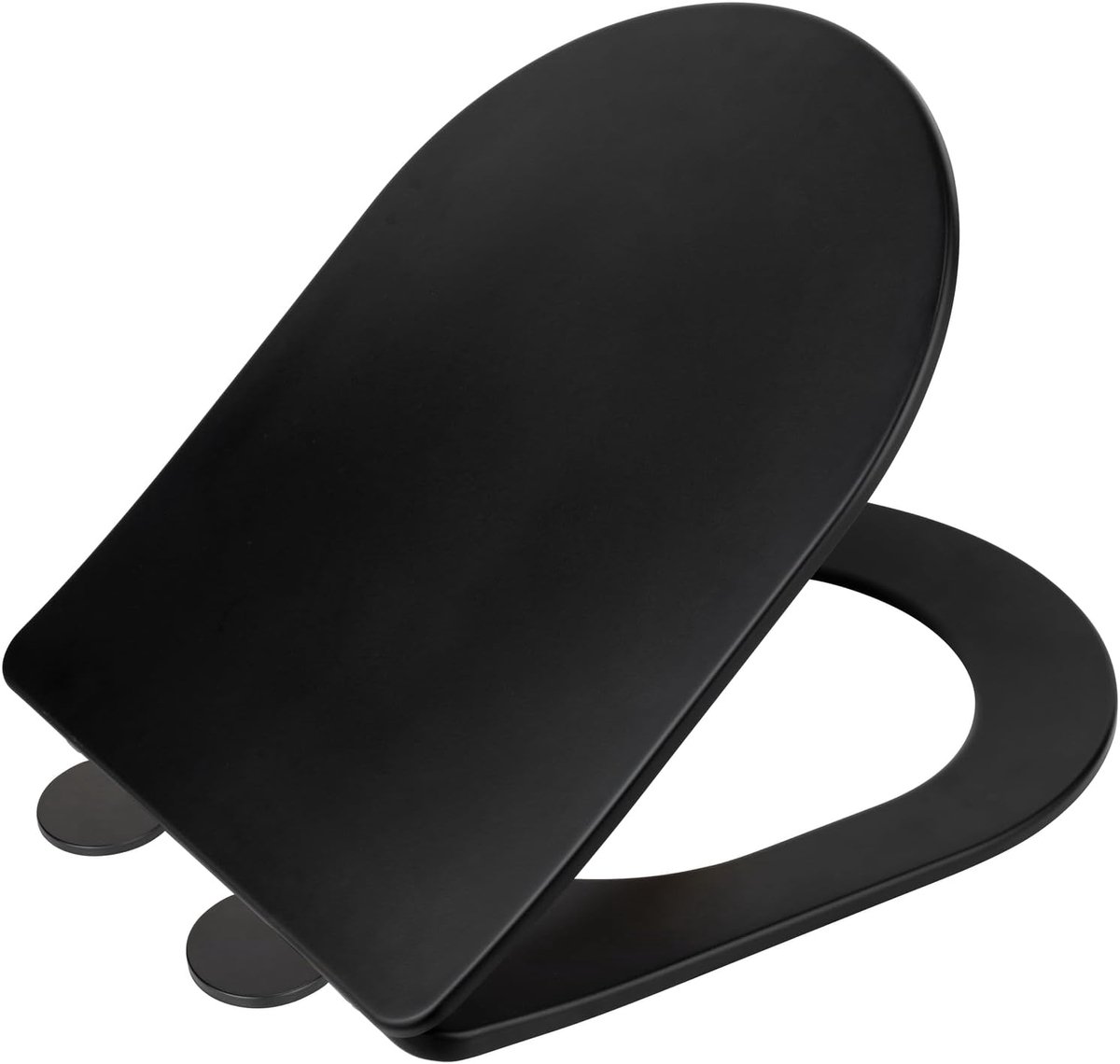 Toiletzitting D-vorm - Moderne WC bril - Hygiënisch en stil - Soft-close mechanisme - 46 x 36 cm - Mat zwart