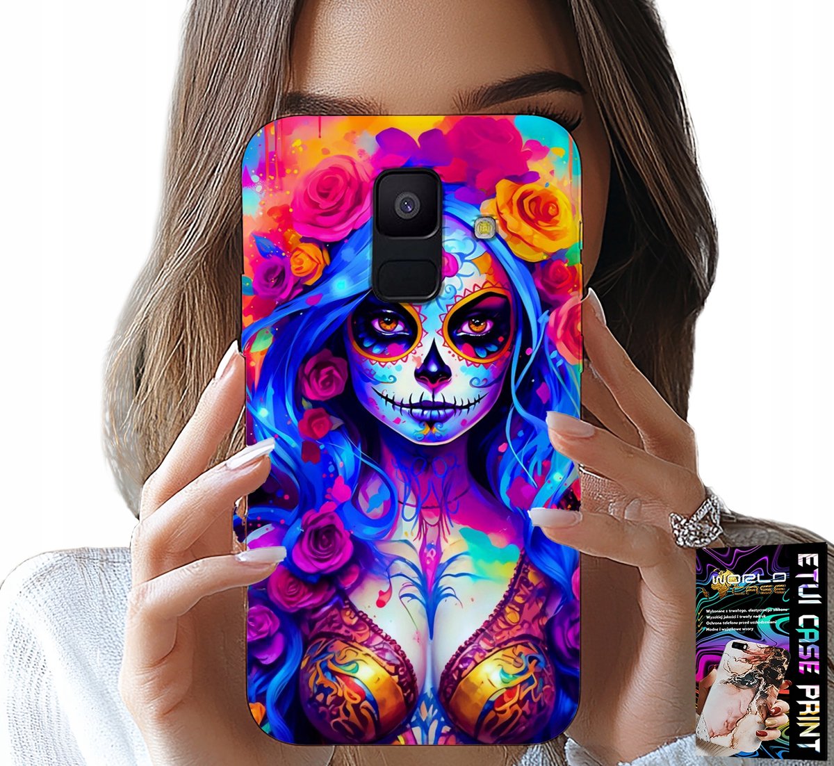 HOESJE VOOR SAMSUNG A6 2018 - MEXICAANSE, KLEURRIJKE KONINGIN DES DOODS