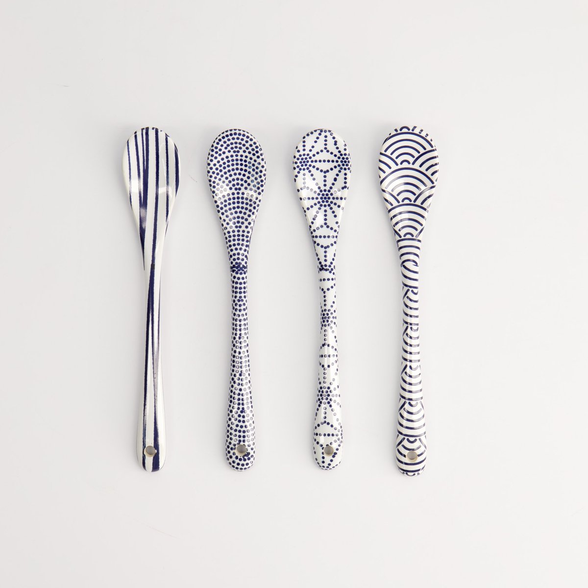 Tokyo Design Studio – Nippon Blue Lepelset – 4 stuks – 13 cm – Blauw/Wit