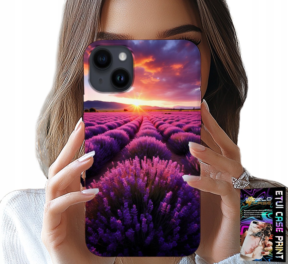 iPhone 15 hoesje - Lavendelveld, prachtige landschappen, patronen