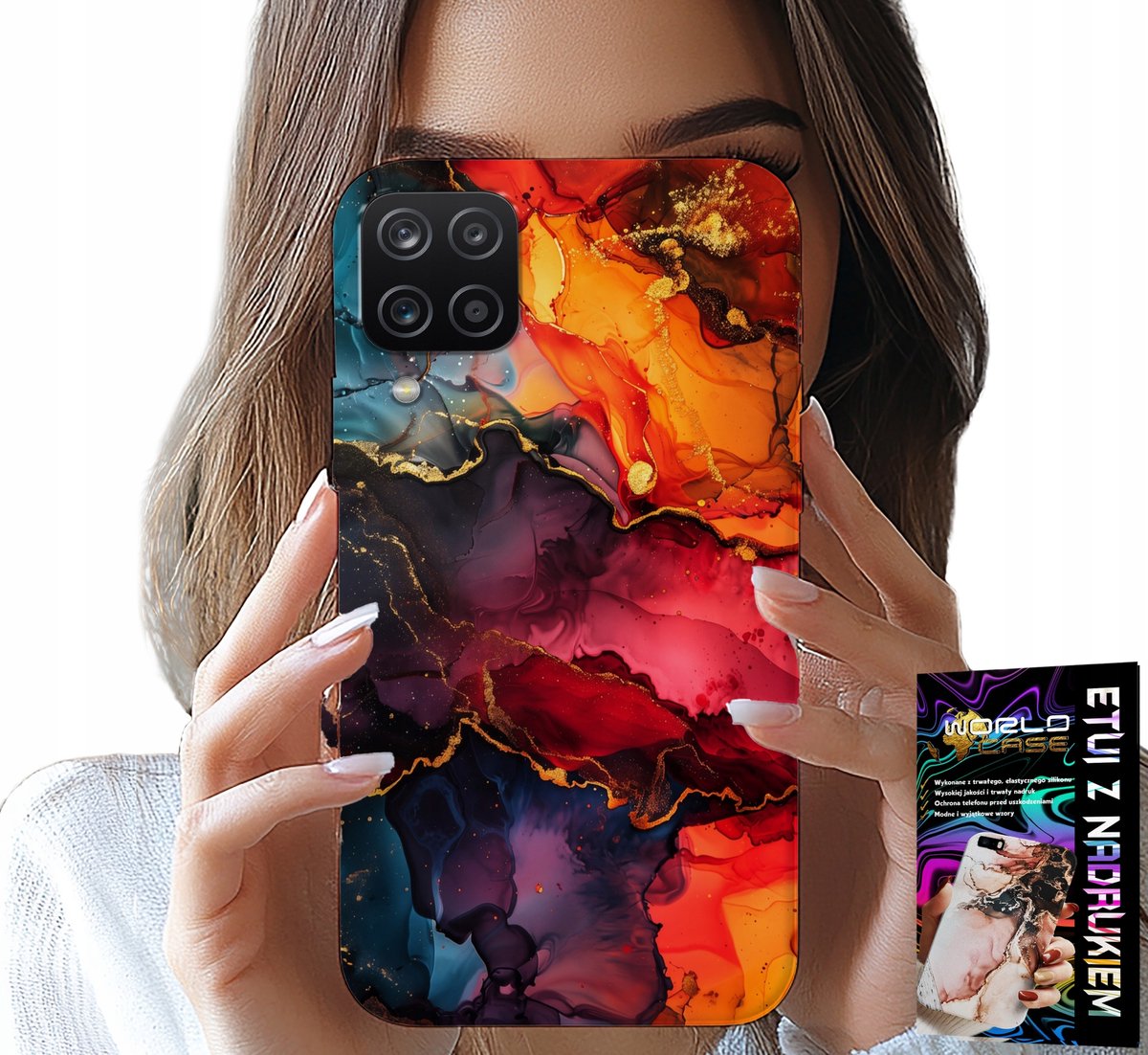 HOESJE VOOR SAMSUNG GALAXY A22 5G - STEENPATROON, HOESJE + GLAS