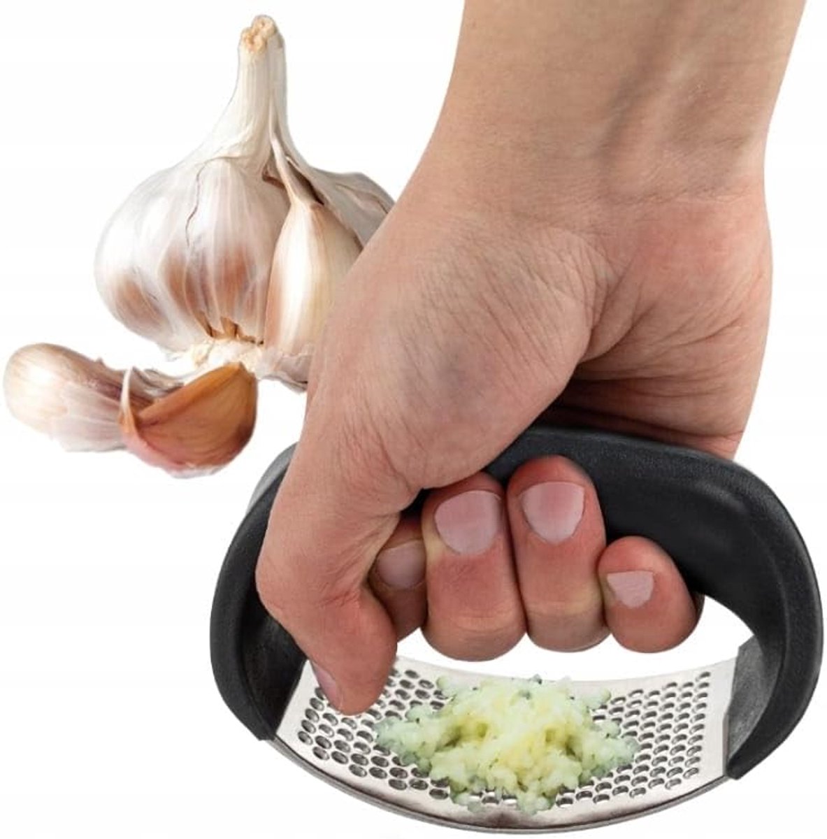 Knoflookpers - Keukengereedschap - Eten Bereiden - Multifunctioneel Design - 11 x 5.3 cm - Zwart