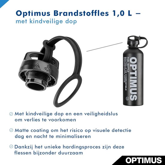 Brandstof Fles - Reserve Tank - Kamperen Outdoor - Kindveilige Afsluiting - 1 Liter - Zwart — afbeelding 4