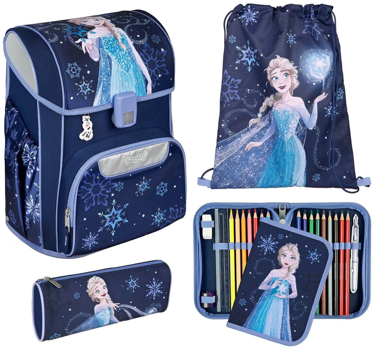 Scooli schooltas EasyStart Schulranzen-Set 5-delig Frozen donkerblauw