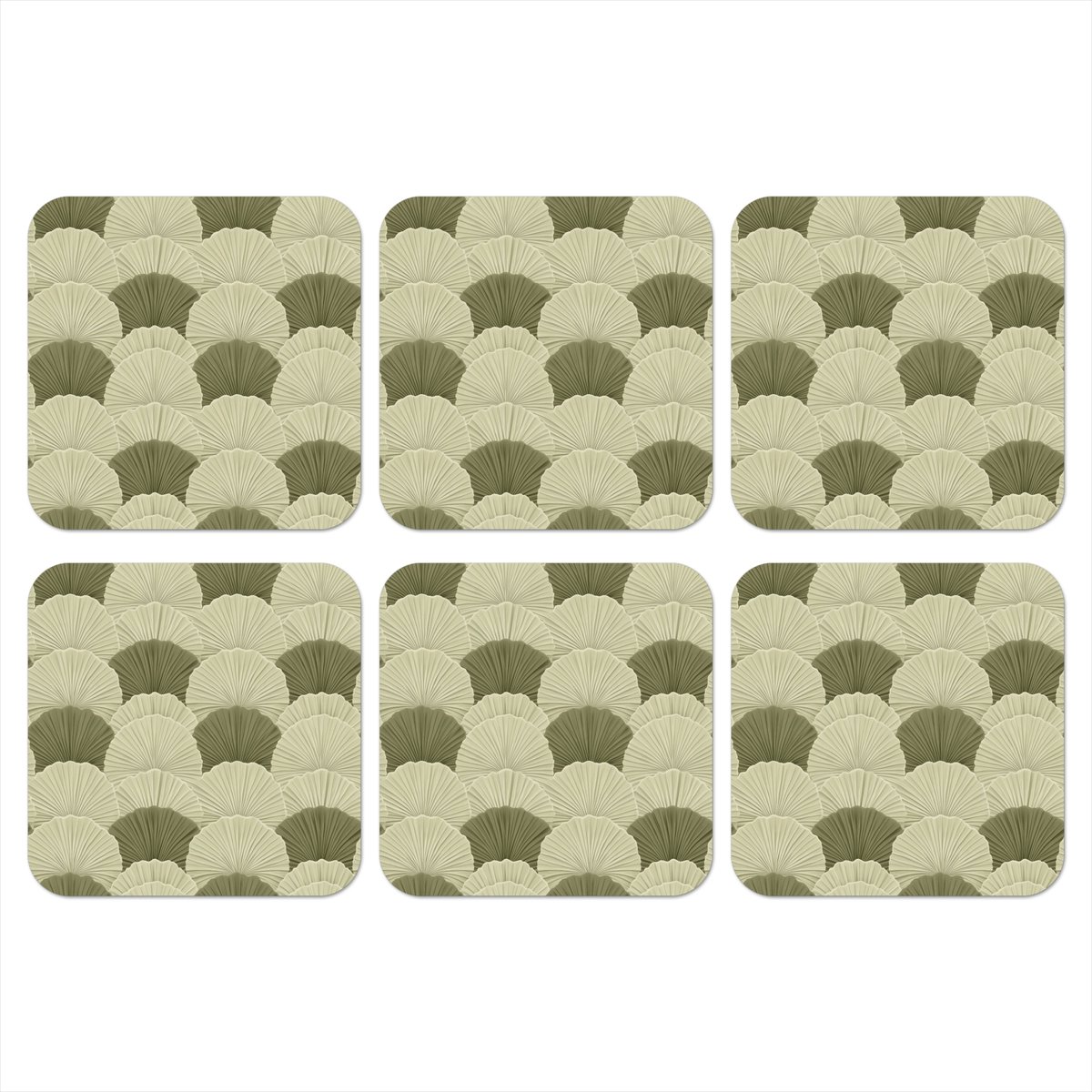 Onderzetters voor glazen - Bladeren - Structuur - Groen - 10x10 cm - Glasonderzetters - 6 stuks