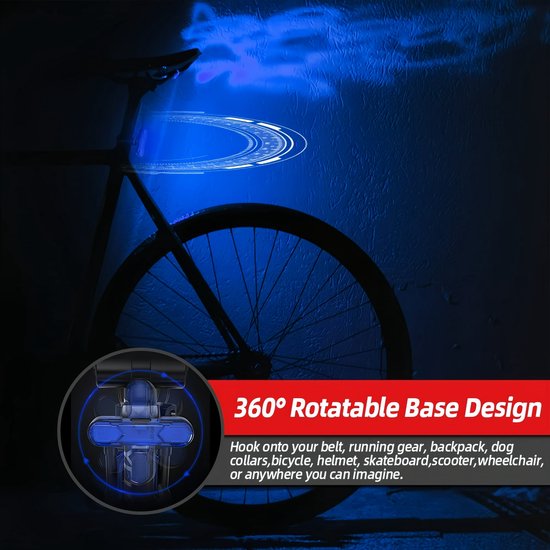 Set van twee fietsachterlichten, USB oplaadbare LED-fietsachterlichten met hoge helderheid, 4 lichtstanden, waterdichte flitser. — afbeelding 2