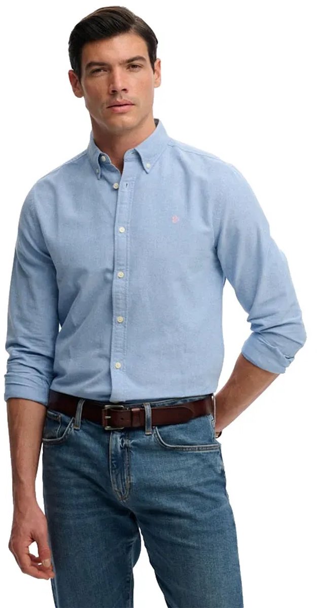 Preppy Oxford-overhemd met lange mouwen Blauw