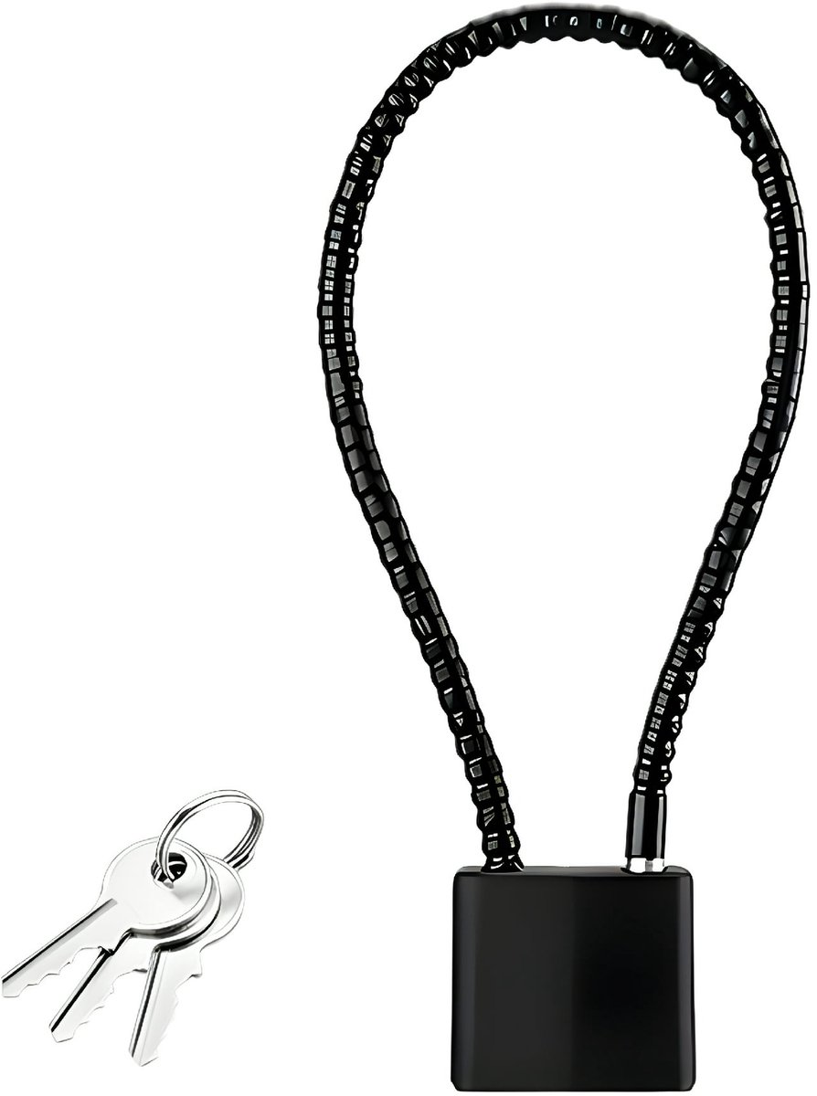 Fietsslot, 11,02 inch (28 cm), kabelslot met sleutel, zwart.