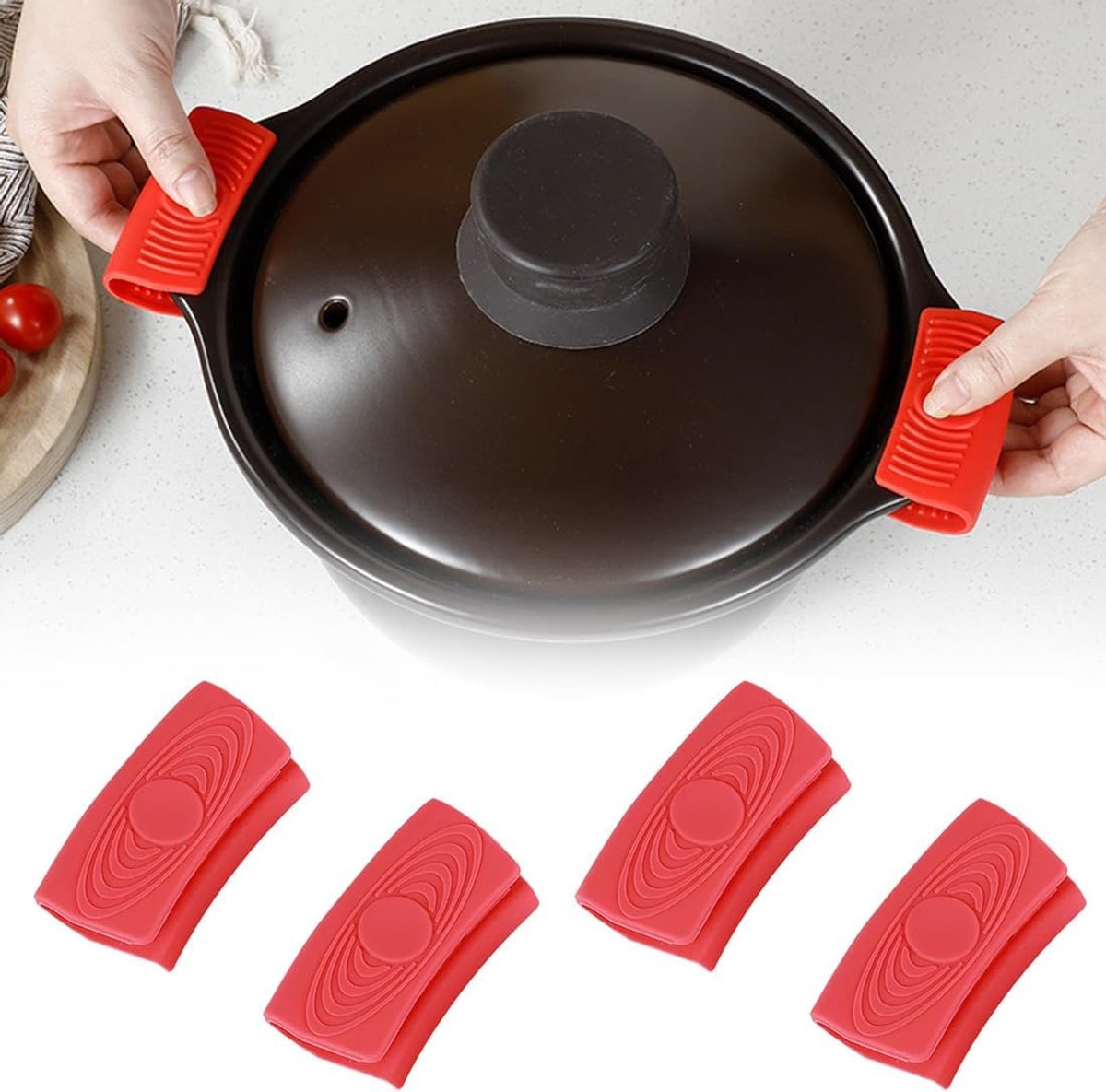 Siliconen Pannenlappen - Keuken Handvatten - Veilig Koken - Antislip Grip - 4 Stuks