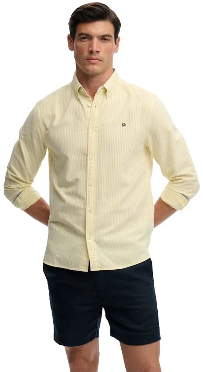 Superdry Preppy Oxford Overhemd met Lange Mouwen Heren Lange mouwen shirts Lemon Stripe