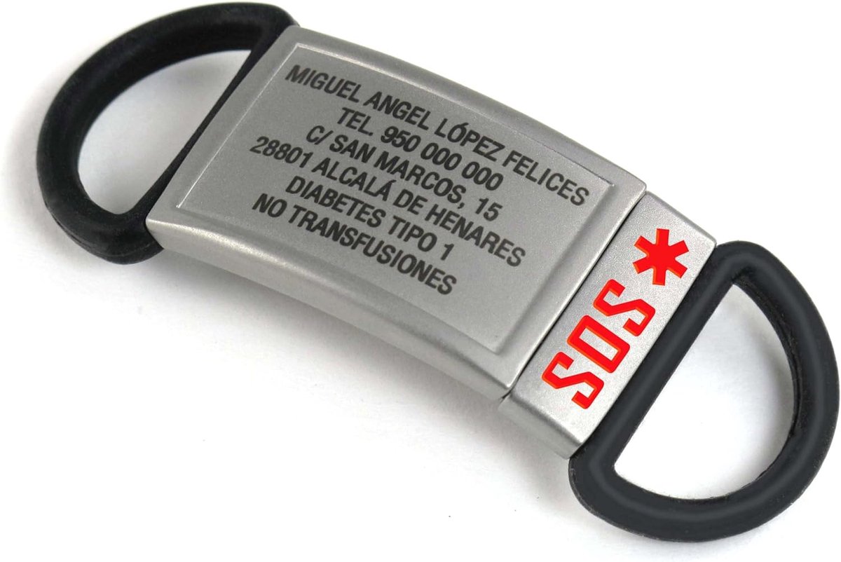 Noodarmband Adapter - QR Code Plaatje - Veiligheid Informatie - Verstelbare Siliconen - 63x25mm Adapter - Zwart