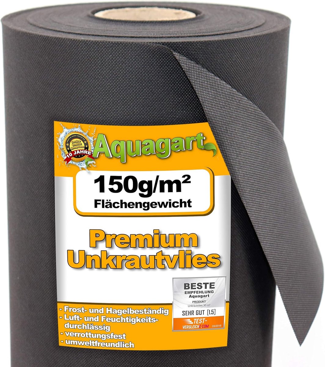 Onkruidvlies - Tuinvlies Mulchfolie - Onkruid Vrij Houden - Zwaar 150gr/m² - 90m² 1.2m Breed - Zwart
