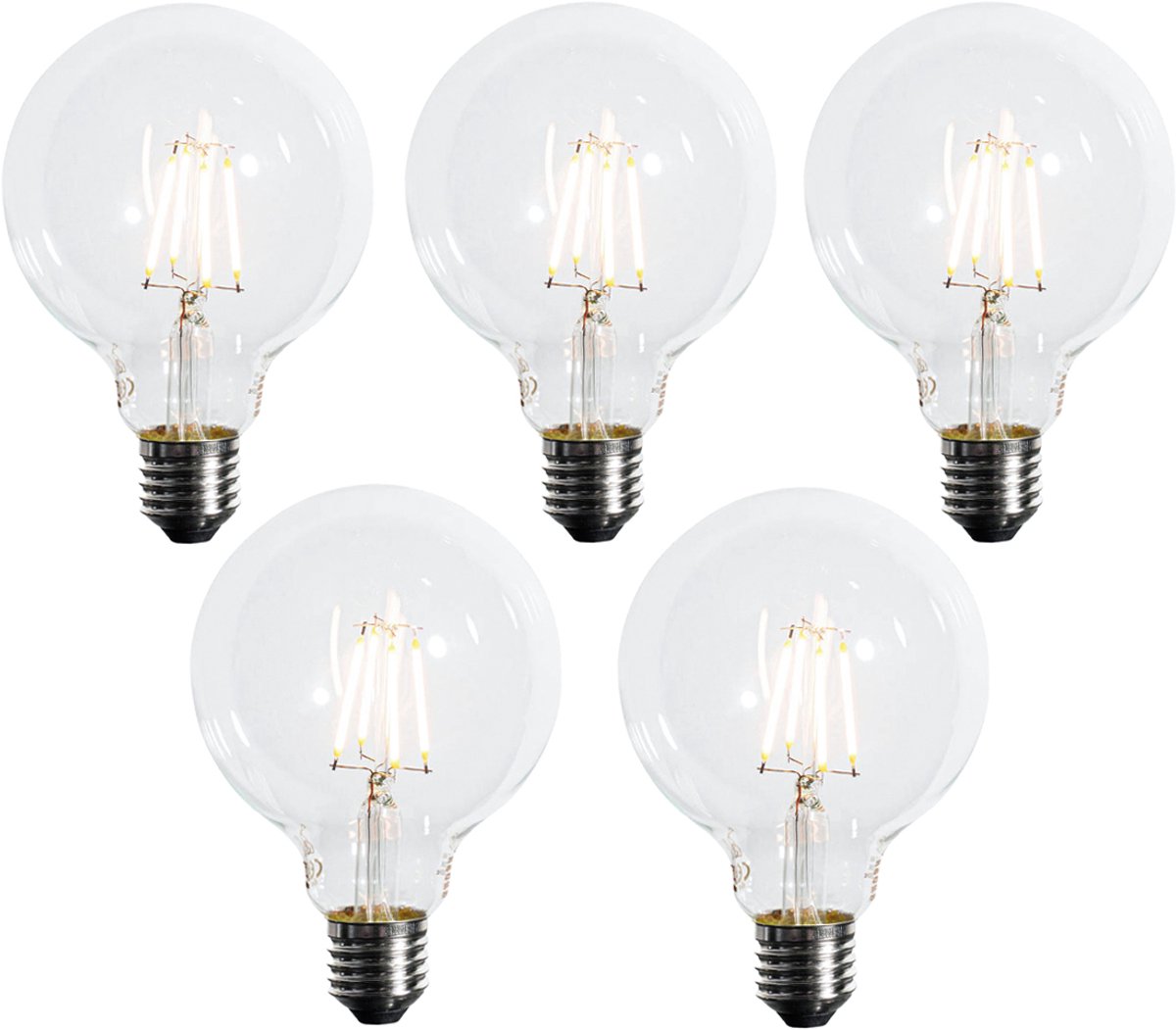 LUEDD Set van 5 E27 dimbare LED lamp G95 5W 450 lm 2700K