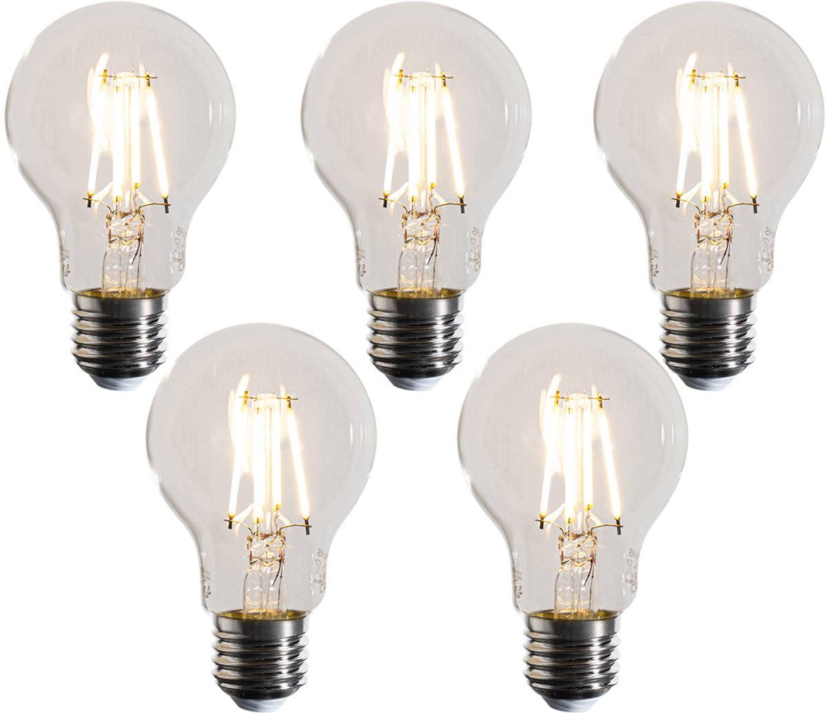 LUEDD Set van 5 E27 dimbare LED lampen A60 helder 4.5W 500 lm 2700K