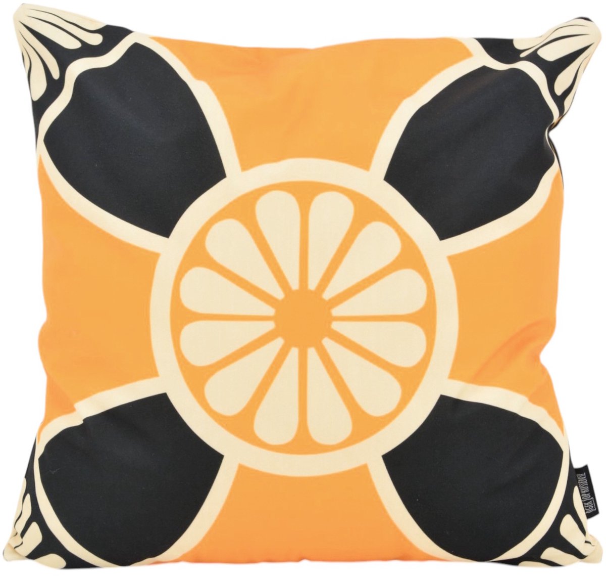 Gek op Kussens! Sierkussen Ornament Tile #3 | 45 x 45 cm | Katoen/Polyester geel/zwart