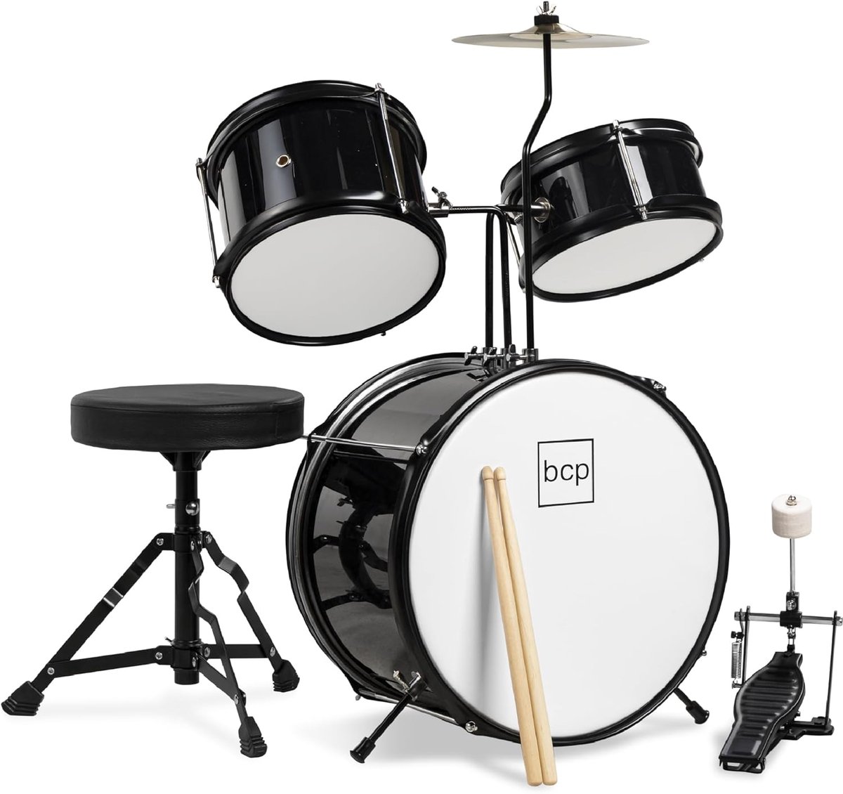 Kinder Drumstel - Muziekset - Beginners Muziek - Compleet Met Accessoires - 3 Delig - Zwart