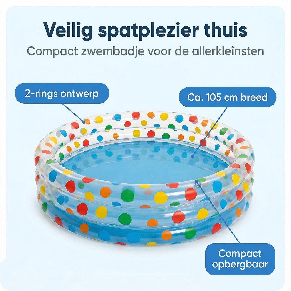 Lomera Kinderzwembad Opblaasbaar - Babyzwembad - Peuterbad - Zwembadje voor Kinderen - Pierenbadje - Opblaasbad voor Tuin en Buiten - Babybadje - Zwembad - Peuterzwembad - Zomer - Buitenspeelgoed - Waterspeelgoed - Balkon - Vakantie — afbeelding 2