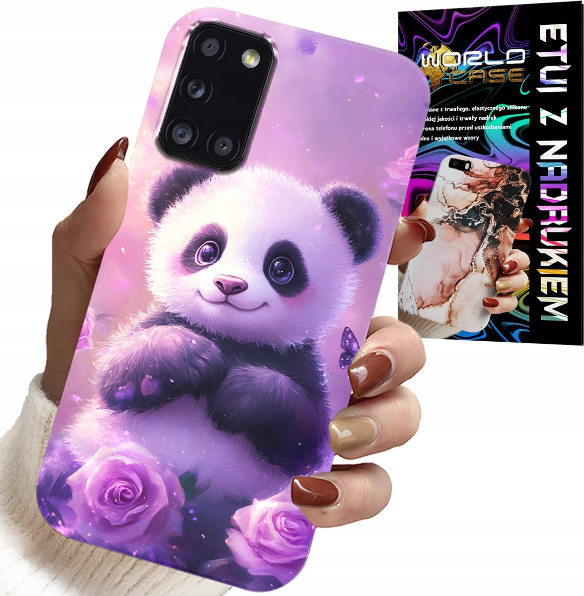 HOESJE VOOR SAMSUNG GALAXY A31 - LEUKE PANDA-PATRONEN VOOR KINDEREN + GLAS