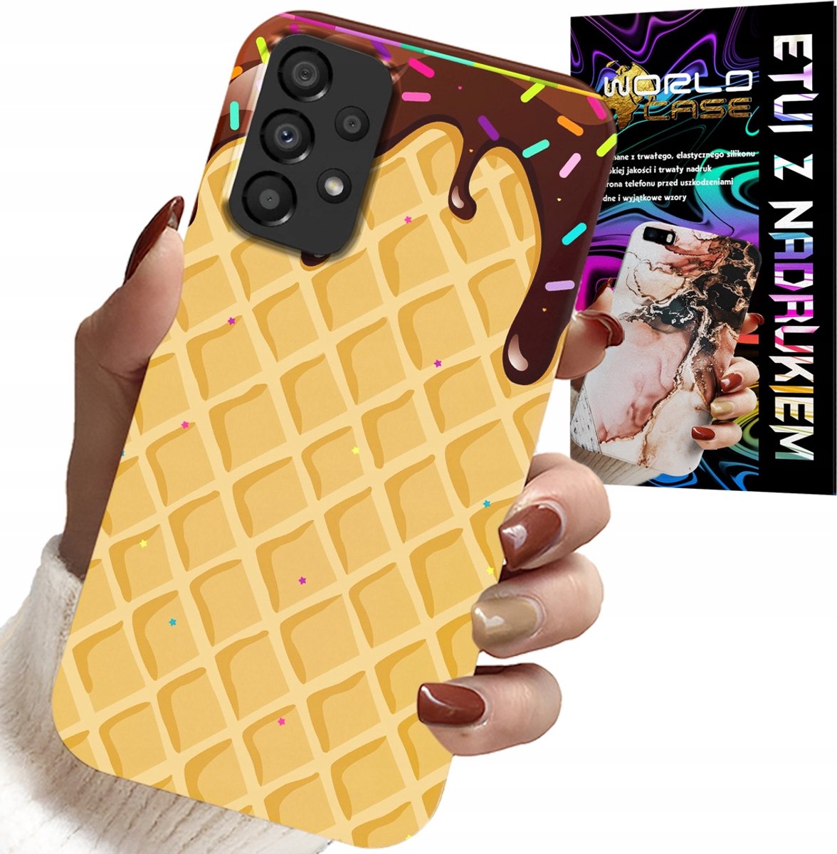 HOESJE VOOR SAMSUNG A52 / A52S - MET EEN WAFELMOTIEF EN CHOCOLADECOATING