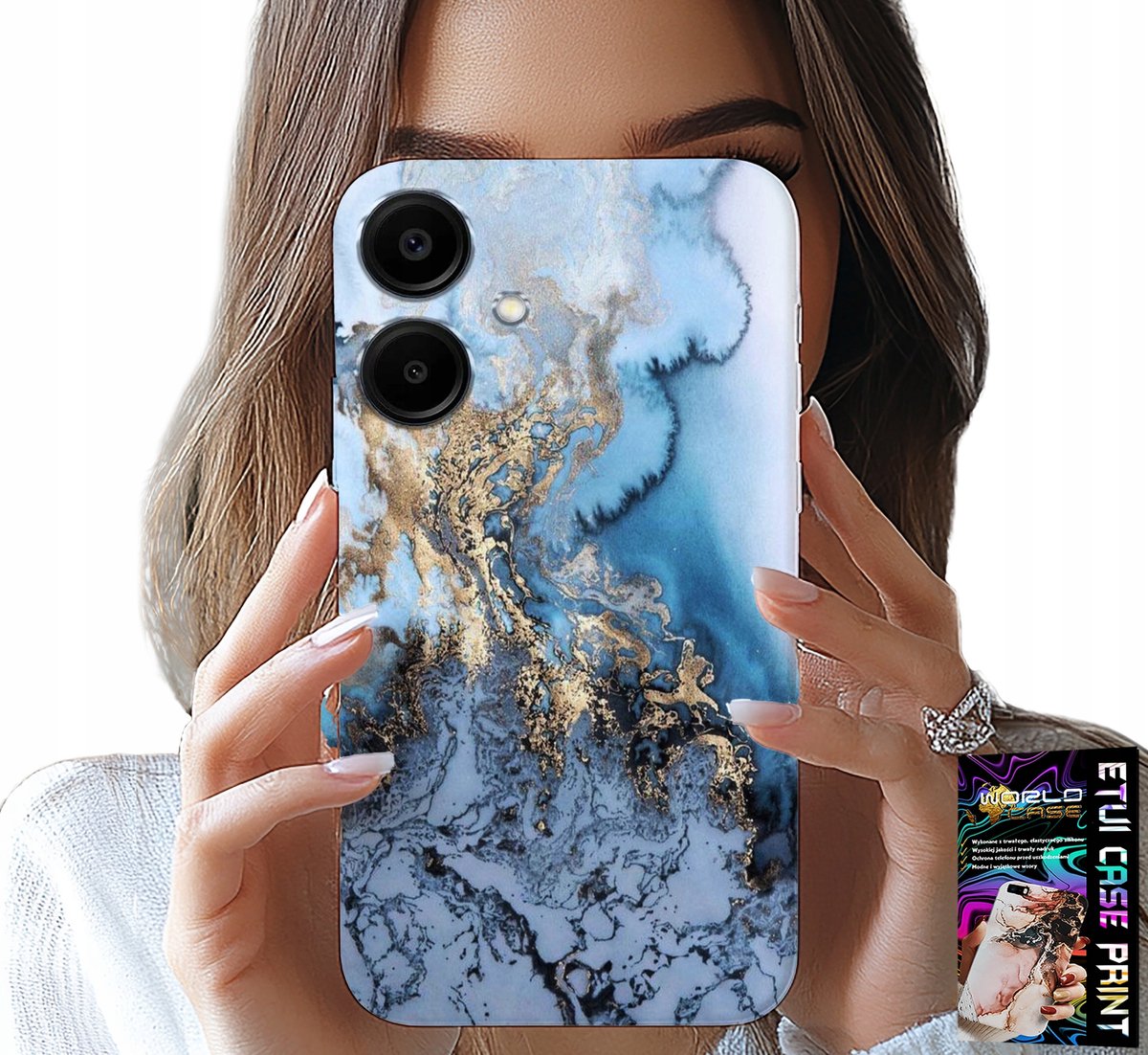 HOESJE VOOR SAMSUNG GALAXY A06 5G - MARMERPATROON VOOR DAMES + GLAS