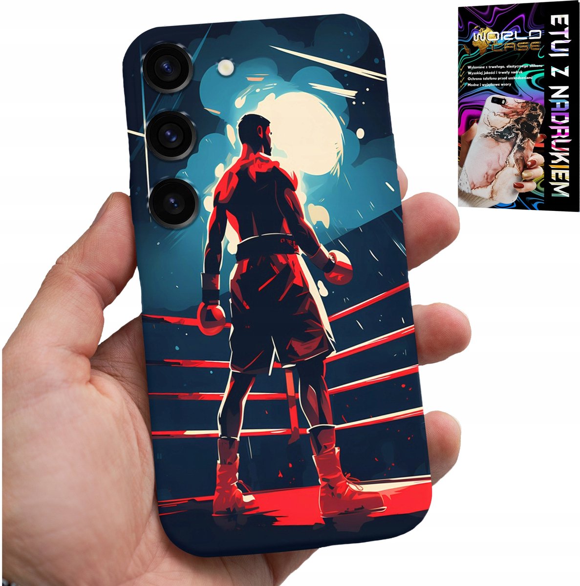 HOESJE VOOR SAMSUNG GALAXY S23 PLUS - BOKSEN, GEVECHTSSPORT, BOKSERSPATRONEN + GLAS