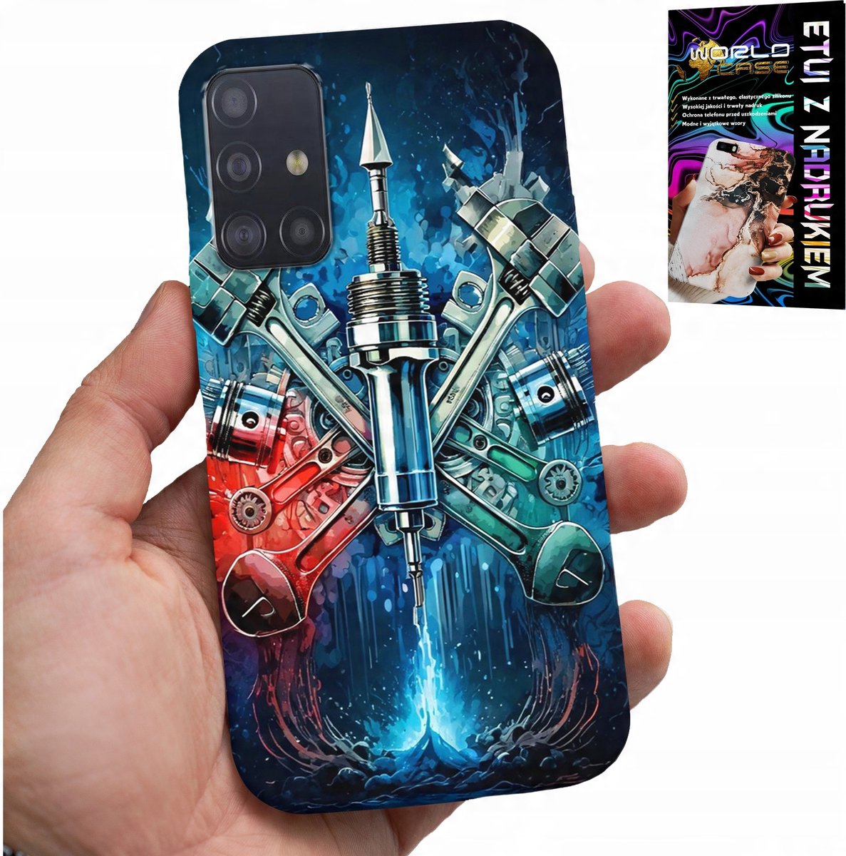 HOES VOOR SAMSUNG GALAXY A51 - AFDEKKING VOOR MOTORONDERDELEN + GLAS