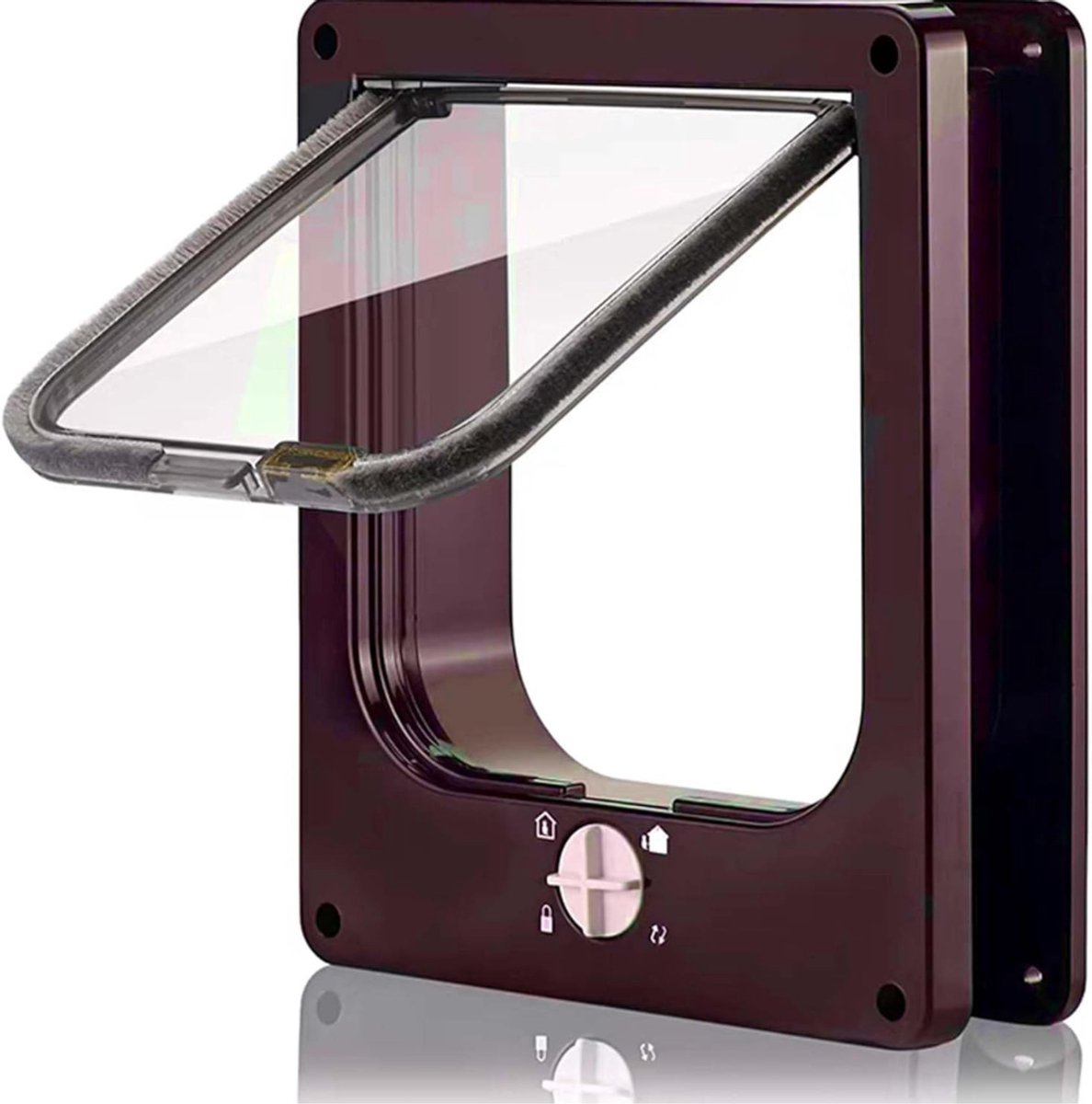 VIN® Kattenluik - Kattenluiken voor Grote & Kleine katten – Klapdeur Met Tunnel - Kattenluikje - Kattendeur - Wit - Magnetische sluiting - Waterdicht - Binnen & Buiten deuren – 29,5 x 25 x 5 cm - Bruin
