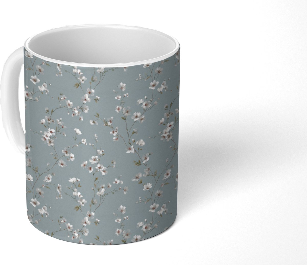 Mok - Koffiemok - Klassiek - Bloemen - Blauw - Mokken - 350 ML - Beker - Koffiemokken - Theemok