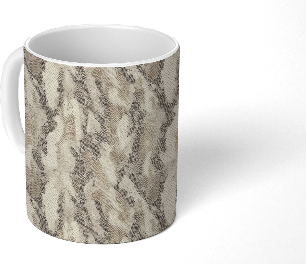 Mok - Koffiemok - Slang - Patroon - Taupe - Mokken - 350 ML - Beker - Koffiemokken - Theemok