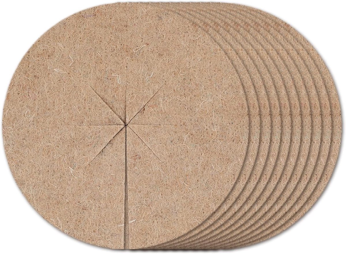 Mulchschijven Jute - Plantenbeschermers - Bodem Bedekken - Natuurlijk Vilt Materiaal - Diameter 16cm - Naturel