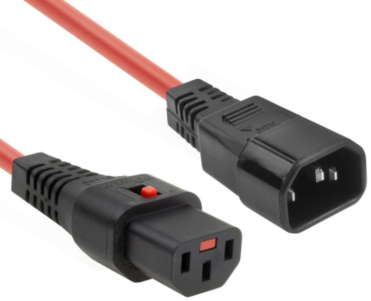 ACT Netsnoer C13 IEC Lock - C14 rood 0,5 m, PC1384 AK5192