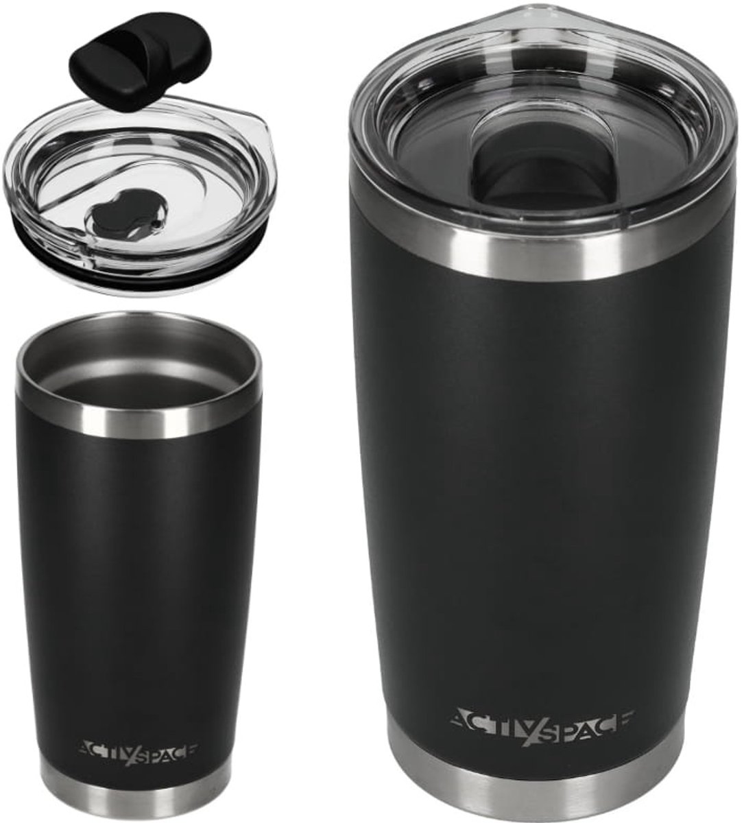 ACTIV SPACE Serie - Thermosfles - 600ml - Zwart - Roestvrij Staal