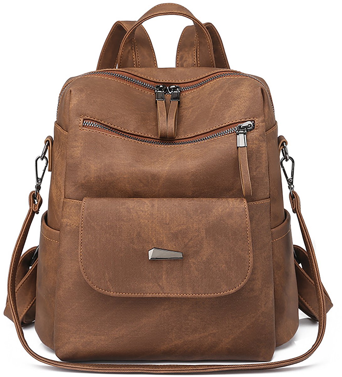 Rugtas Dames 14L - Rugzak PU Schoudertas - Schooltas - Kleine Casual Rugzakken Voor Vrouwen Multifunctionele School Dagelijks Meisjes Casual