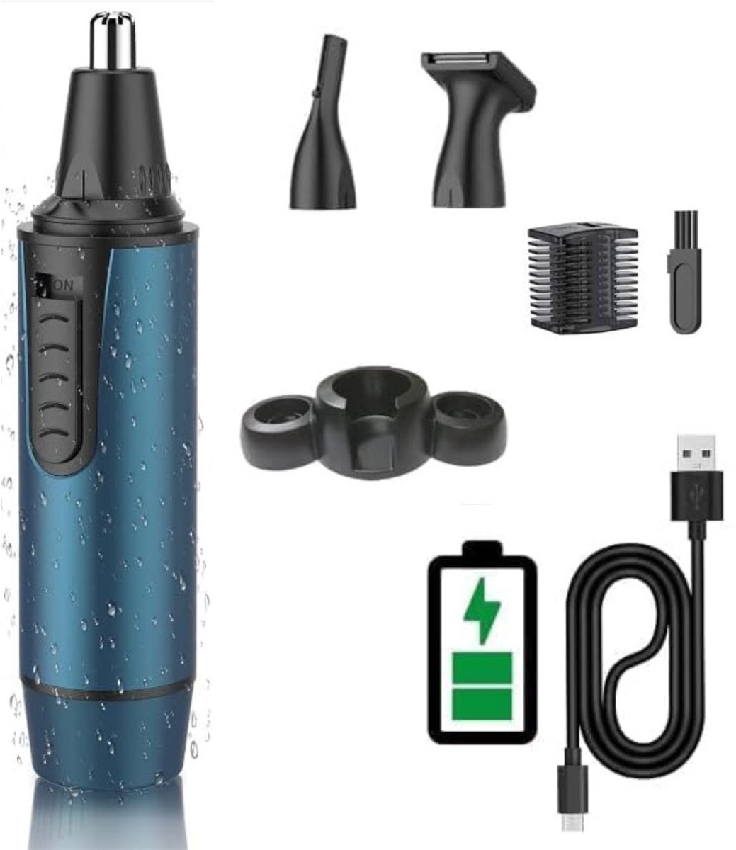 CLVP® Wenkbrauw Trimmer - Precisietrimmer - Neushaartrimmer - Oortrimmer - Waterdicht - Oplaadbaar -Donkerblauw met zwart