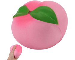Stressbal Perzik - XXL Squishy - Anti-stress Squeeze Toy - Slow Rising Perzik Knuffel - Realistisch Fruit Design - Kalmerend Speelgoed voor Volwassenen & Kinderen - Roze - 10cm