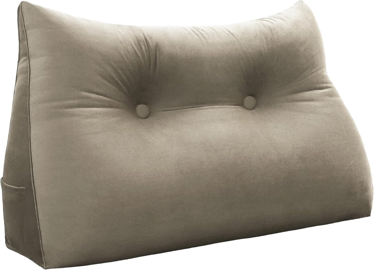 Rugkussen Bed - Hoofdeinde Leeskussen - Ontspannen Lezen - Afneembare Hoes - 80cm - Lichtbruin