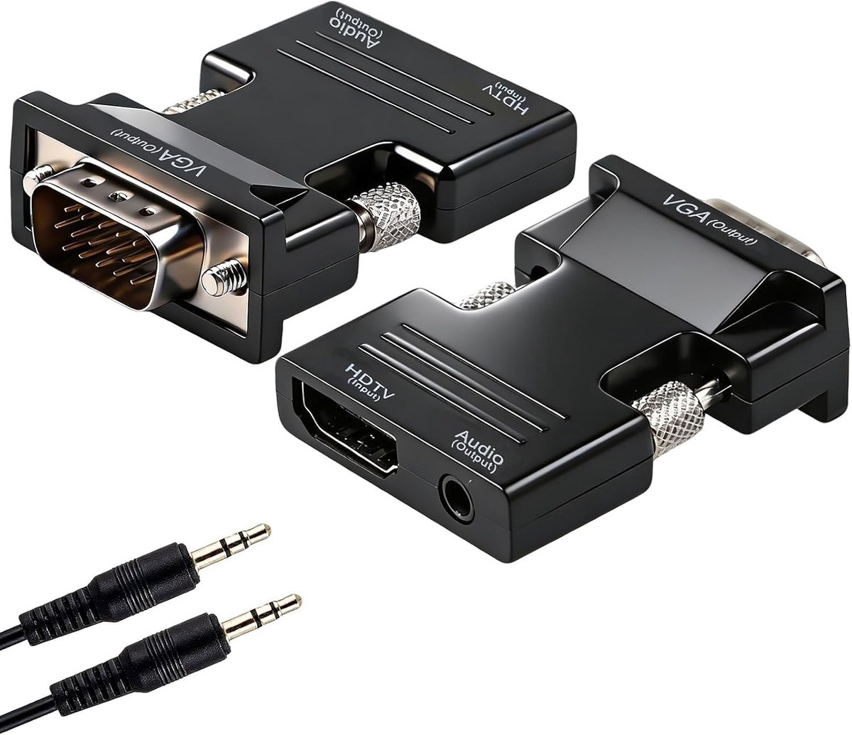 HDMI naar VGA Adapter - Video Kabel Converter - Beeld Verbinding - Met Audio Poort - 2 Stuks