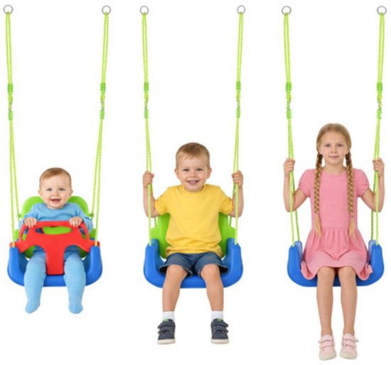 Playos® - Meegroei Schommel - tot 30 kg - Blauw / Groen / Rood - Babyschommel voor Peuter en Kleuter - Schommel - Buitenspeelgoed van Playos — afbeelding 5
