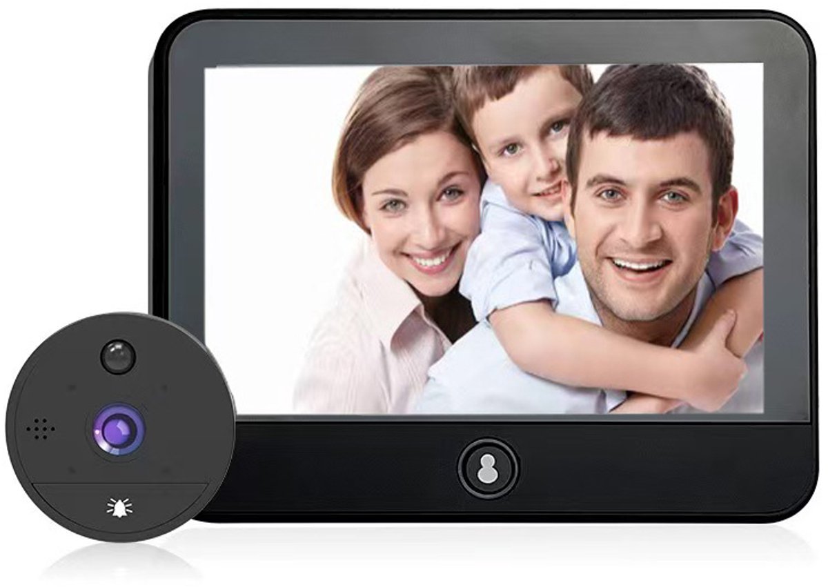 Draadloze videodeurbelcamera met HD 1080P-video, tweerichtingsaudio, 120°-hoek, 4,3-inch scherm, IPX54 waterdicht voor buiten