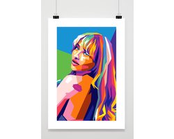 Sabrina Carpenter Poster - Muziek Posters - Pop Art - Actrice - Zangeres - Met Witte Rand - Passe-Partouts Effect - Wanddecoratie Woonkamer - 180 gram papier - BL4616 - Formaat 70 x 100cm