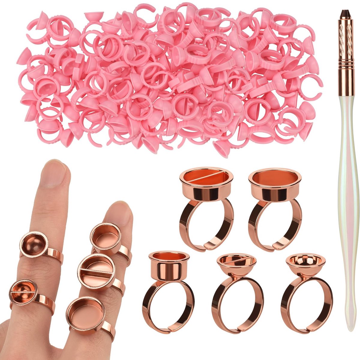 Microblading Set - Professionele Tattoo Ringen en Pen - 5 Aluminium Ringen en 100 Plastic Cups