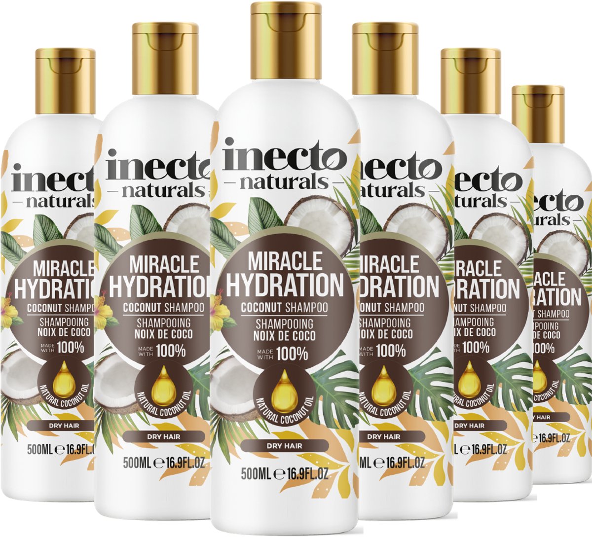 Inecto Naturals Coconut Miracle Hydration Shampoo - 6 x 500ml