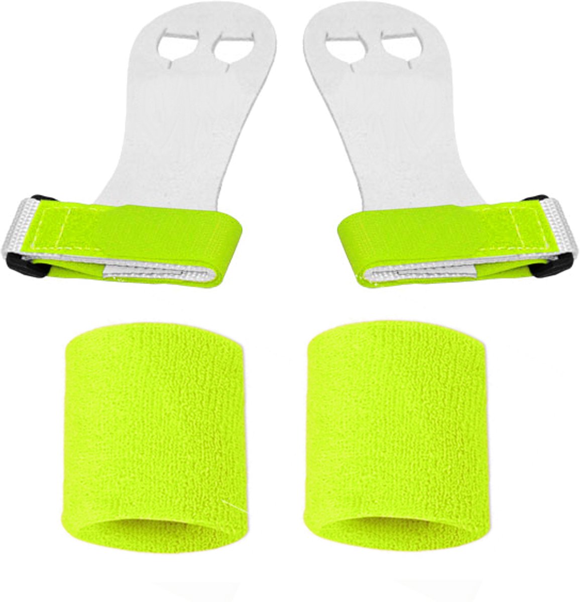 Turnleertjes Bailie Groen maat 4/XL (1 paar) met Korte Groene Polsbanden (1 paar) Turnen Gymnastiek Beginners Leertjes Grips Turnen Gymnastiek Crossfit Leer Bescherming Handen Brug Rekstok Ringen