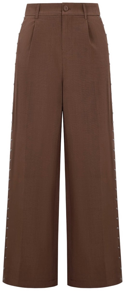 Dames wijde broek van geweven polyester - effen elegante herfst- en winterbroek