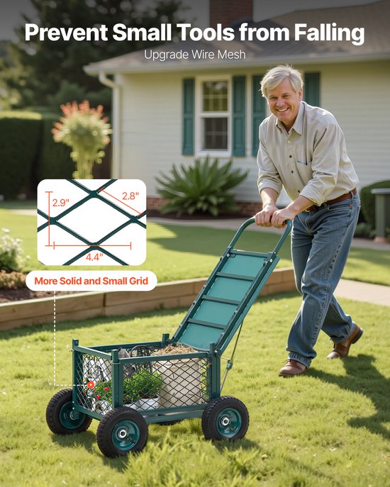VEVOR Tuinrolstoel Rolbare tuinstoel 180 kg Tuinkar Opbergruimte 76x52x44mm van Merkloos	 — afbeelding 2
